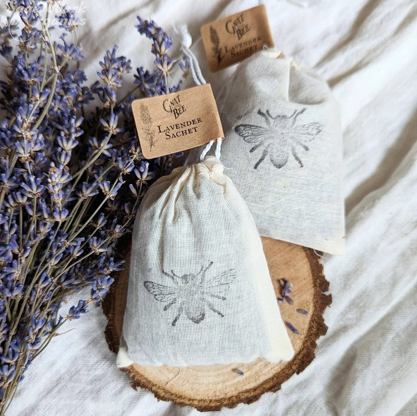 Lavender Bud Sachet Muslin Pouch Organic Gnat and Bee