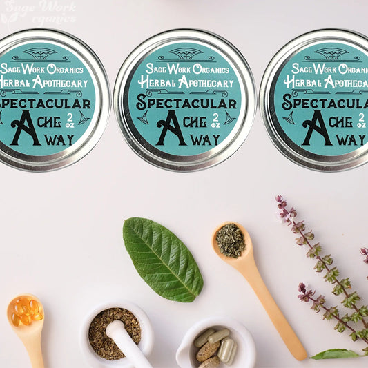 Pain-Relief-and-Fast-Healing-for-Minor-Injuries-with-Powerful-Natural-Ingredients-in-Spectacular-Ache-Away-Salve SageWork Organics