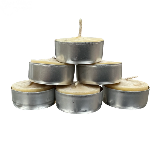 Beeswax Tealight Candle - 6 Pack Aluminum Cups Honey Candles