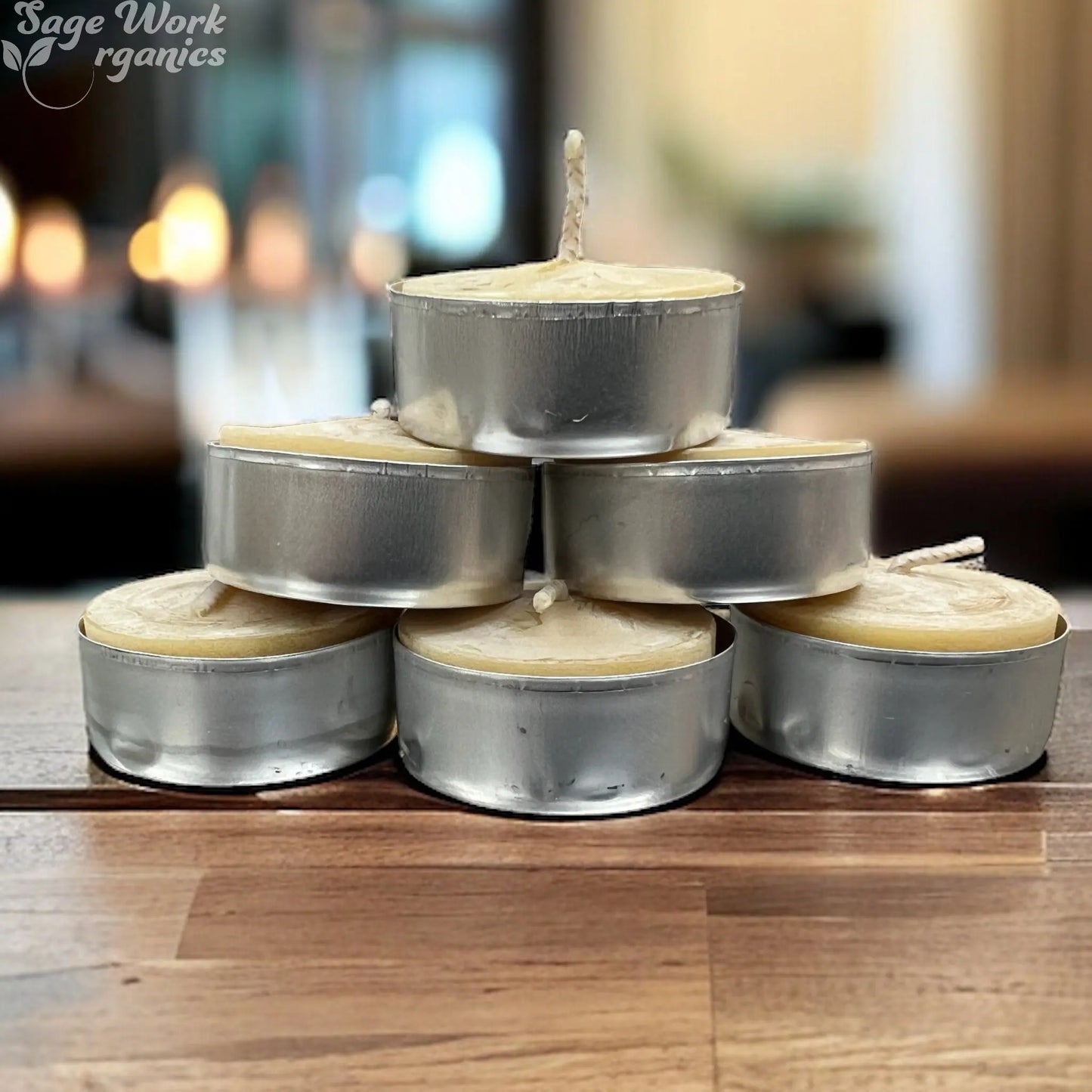 Beeswax Tealight Candle - 6 Pack Aluminum Cups Honey Candles