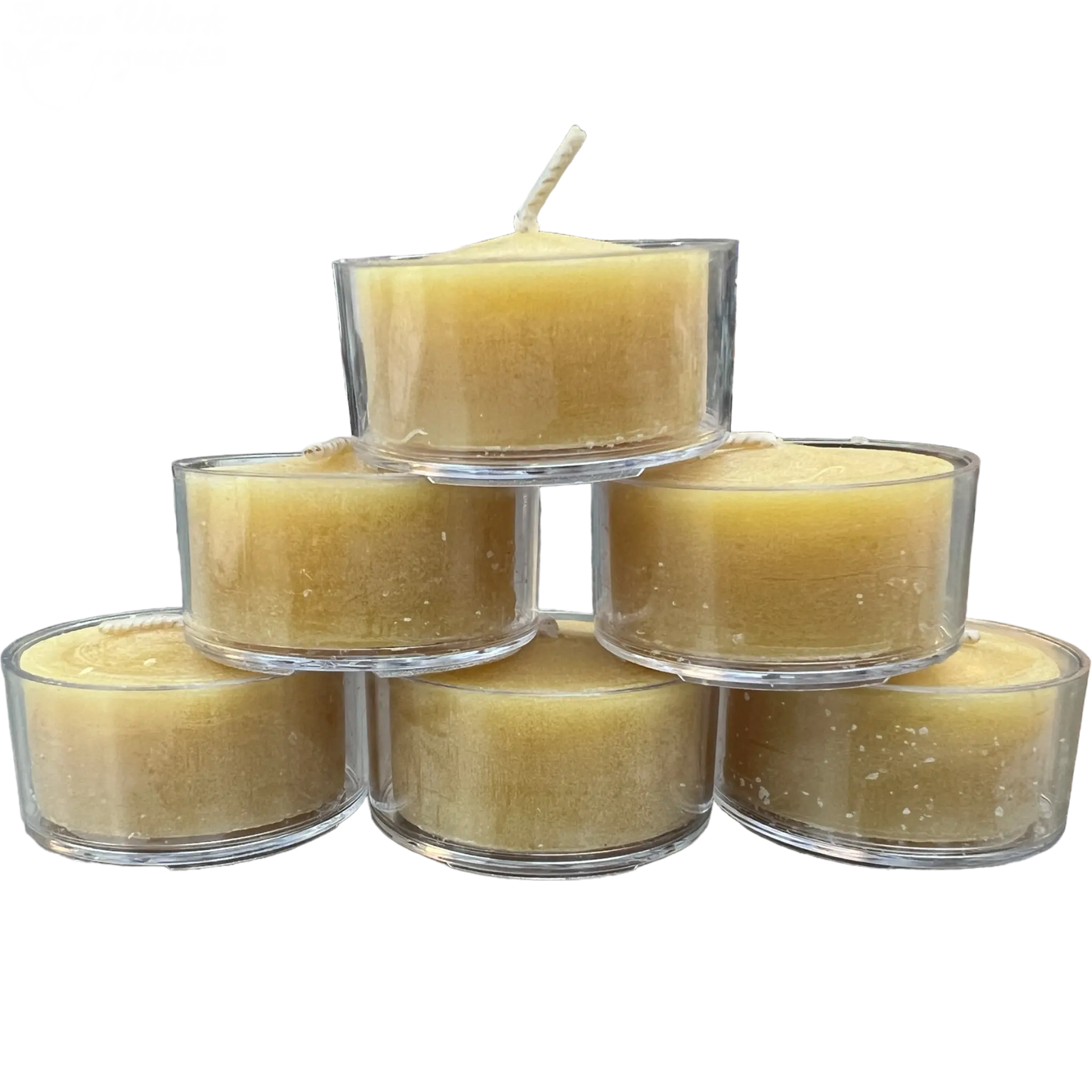 Natural Beeswax Tealight Candles - 6 Pack Clear Cups Honey Candles