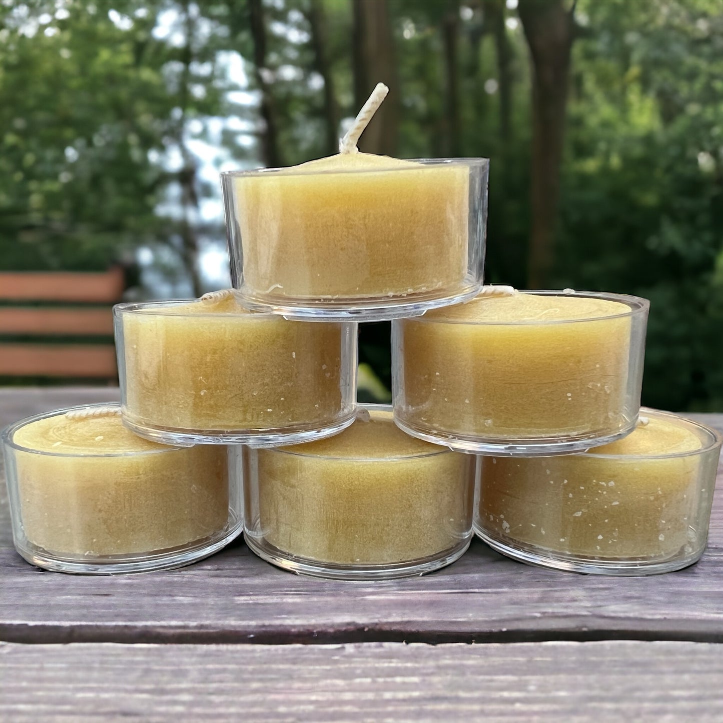 Natural Beeswax Tealight Candles - 6 Pack Clear Cups