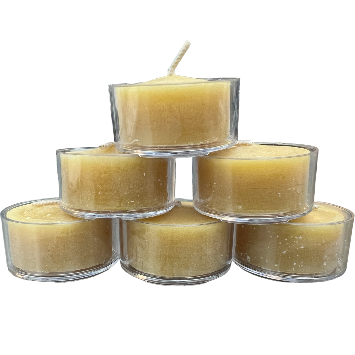 Natural Beeswax Tealight Candles - 6 Pack Clear Cups