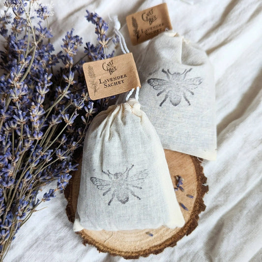 Lavender Bud Sachet Muslin Pouch Organic Gnat and Bee