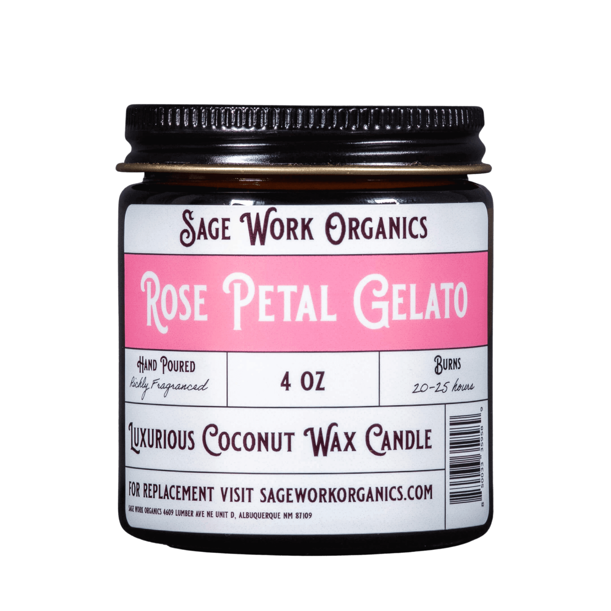 Rose Petal Creamy Sweet Gelato Mixed Candle from Sagework Organics SageWork Organics