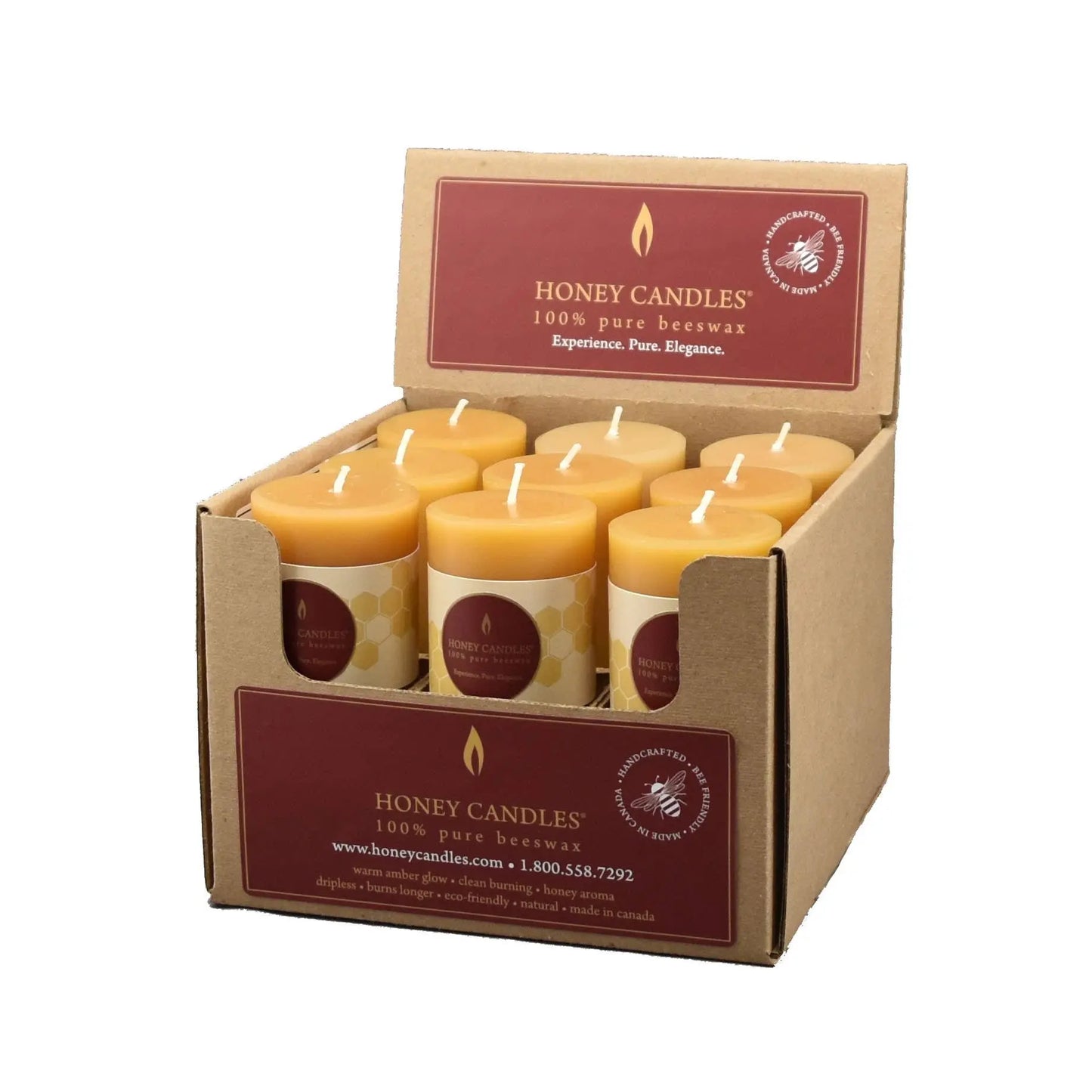 Small Beeswax Pillar Candle - 3.25" X 2" Honey Candles