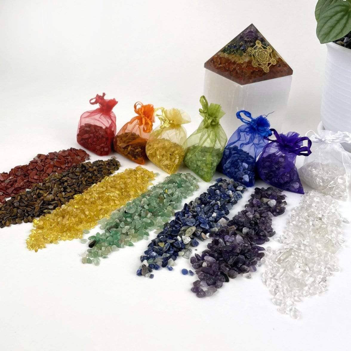 7 Chakra Bags of Assorted Gemstone Chips (TS-199)